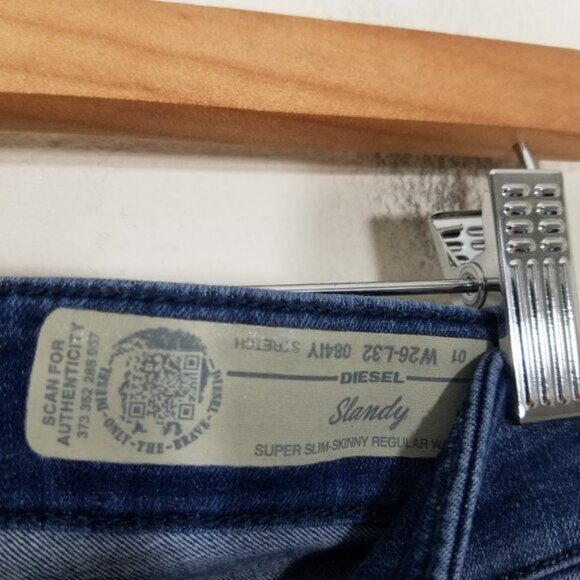 Diesel SLANDY Super Slim-Skinny Regular Waist Stretch Jeans Blue Size 26 - Picture 3 of 6